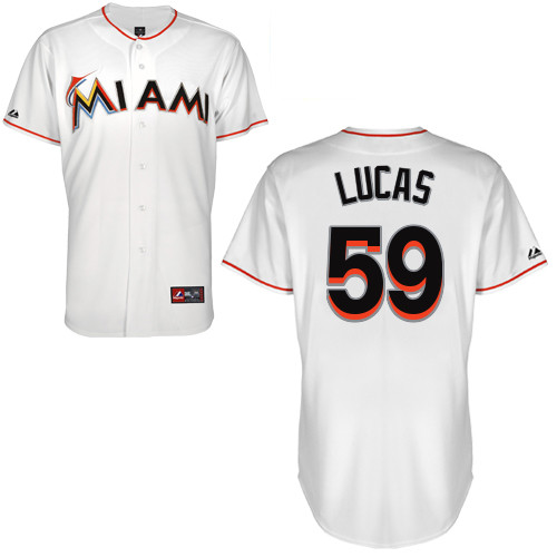 Ed Lucas #59 Youth Baseball Jersey-Miami Marlins Authentic Home White Cool Base MLB Jersey